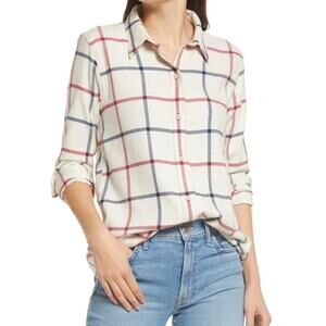 Faherty Classic Stretch Flannel Button Up Shirt Plaid XL Women's Cotton